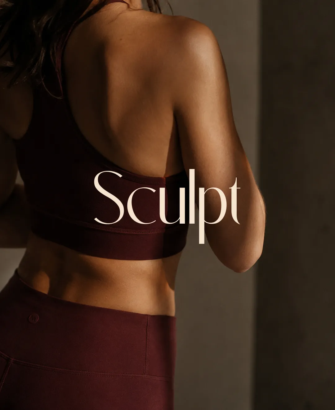 Sculpt — a back in burgundy kit under raking light